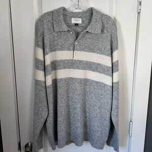 NWOT American Eagle Men’s Crewneck Grey/White Striped Sweater Size XL